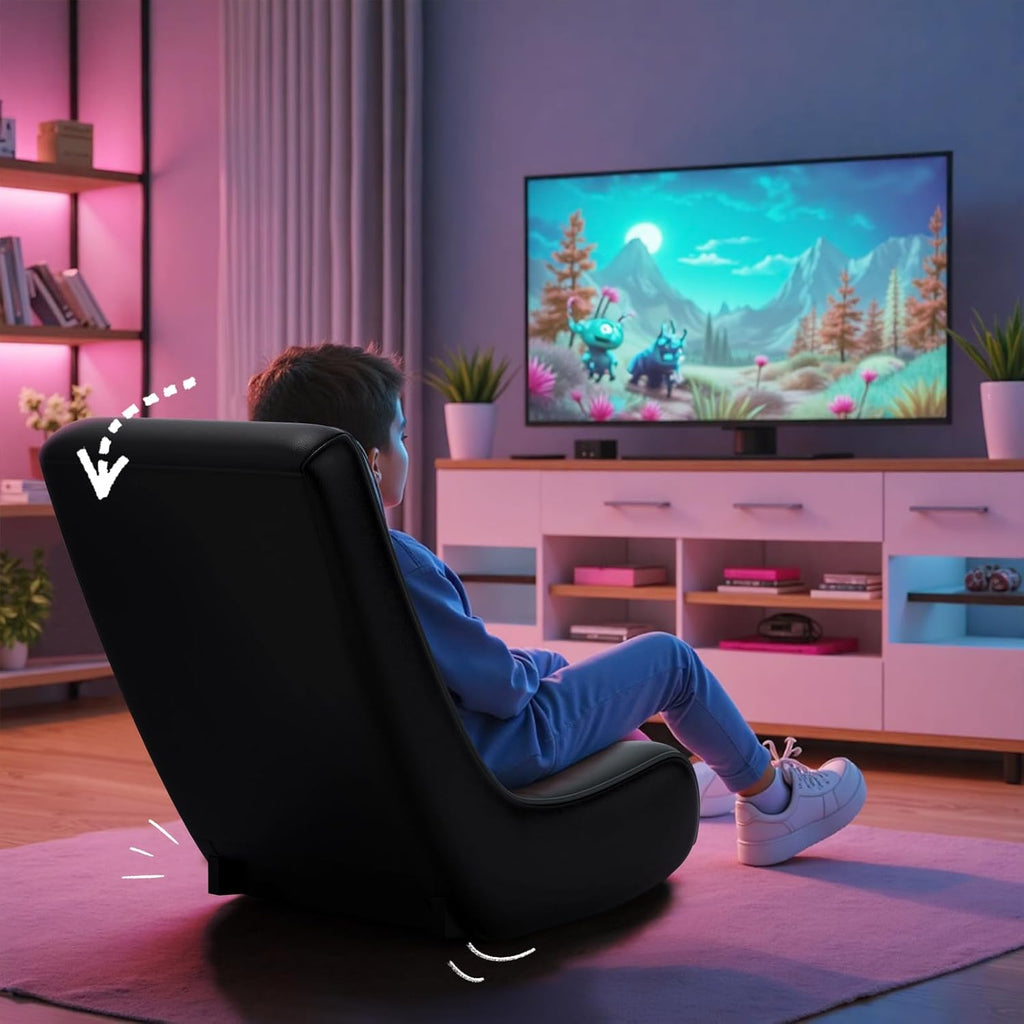 GTPLAYER Floor Rocking Gaming Chair – Floor Rolling Game Chairs with Angle Limiter, Gamer Rocker Floor Seat, Compact & Lightweight, Black & Grey