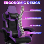 Gaming Chair with Footrest, High Back Gaming Chairs PVC Leather Ergonomic Gamer Chair with Adjustable Headrest Lumbar Support Racing Style Video Gaming Chair for Office/Home (Purple)