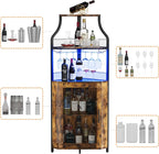 Corner Wine Cabinet Removable Design with Glass Shelves Mesh Doors Compact Sideboard and Buffet Cabinet Ideal for Home Bar and Living Room Storage