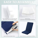 Adirondack Chair Cushion - Removable Cover, Water-Repellent & Fade-Resistant Faux Linen, Securing Straps, Non-Slip Bottom, Fit for Most Outdoor Adirondack & Rocking Chairs - Navy