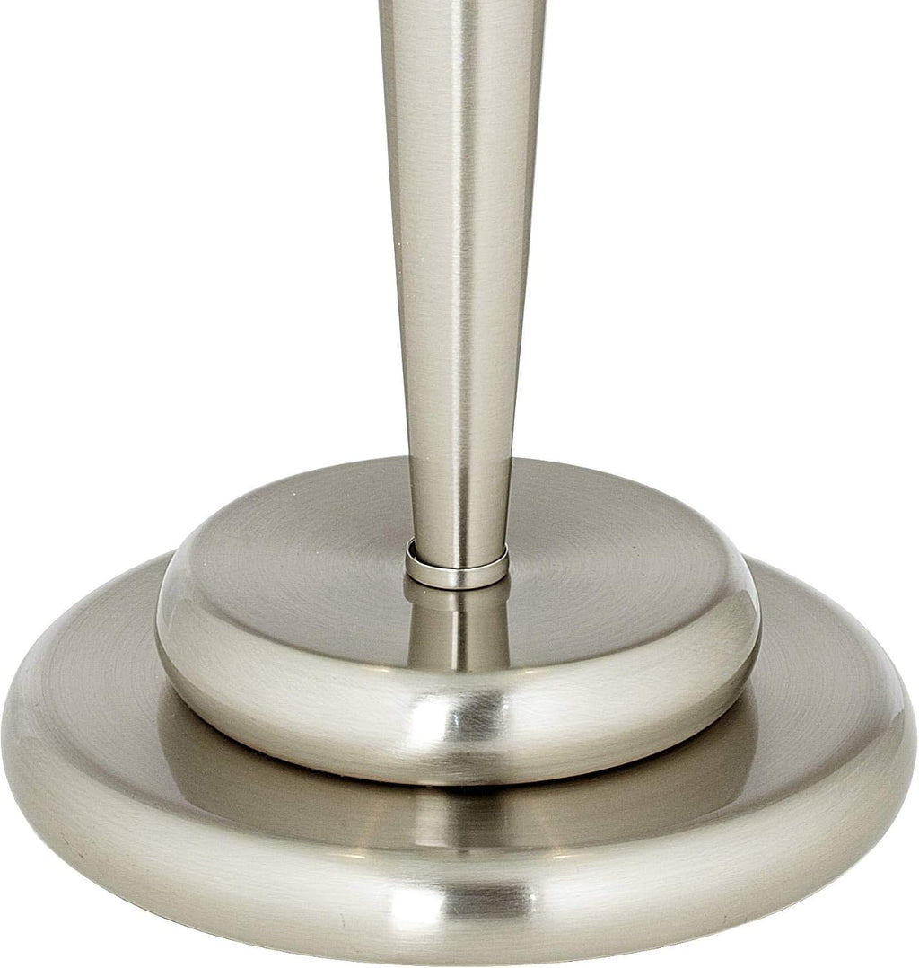 360 Lighting Deco Dome Modern Desk Table Lamp 17" High Touch On Off Brushed Nickel White Frosted Glass Shade for Living Room Bedroom House Bedside Nightstand Home Office Reading Family