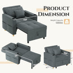 YODOLLA Sleeper Chair for Adults, 38" Extra Wide Convertible Chair Bed, Upgraded 3-in-1 Pull Out Single Sofa with Adjustable Backrest, Cup Holder for Living Room Apartment Small Space, Dark Grey