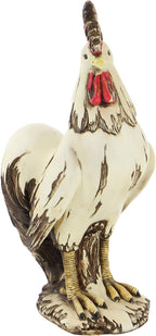 Deco 79 Polystone Rooster Decorative Garden Sculpture Indoor Outdoor Garden Statue, Outdoor Sculpture 10" x 6" x 15", White