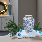 Blue and White Chinoiserie vase - Vintage Ceramic vase with Antique Design, Perfect for Chinoiserie Home Decor 9in Flower vase04