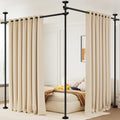 Bonpally Room Divider Curtain Rod, No Drilling Tension Rod for Room Separation, 4-10ft(H) 28-114inch(W) Adjustable Heavy Duty Floor to Ceiling Wall Divider Room Partition Privacy Separator, Black