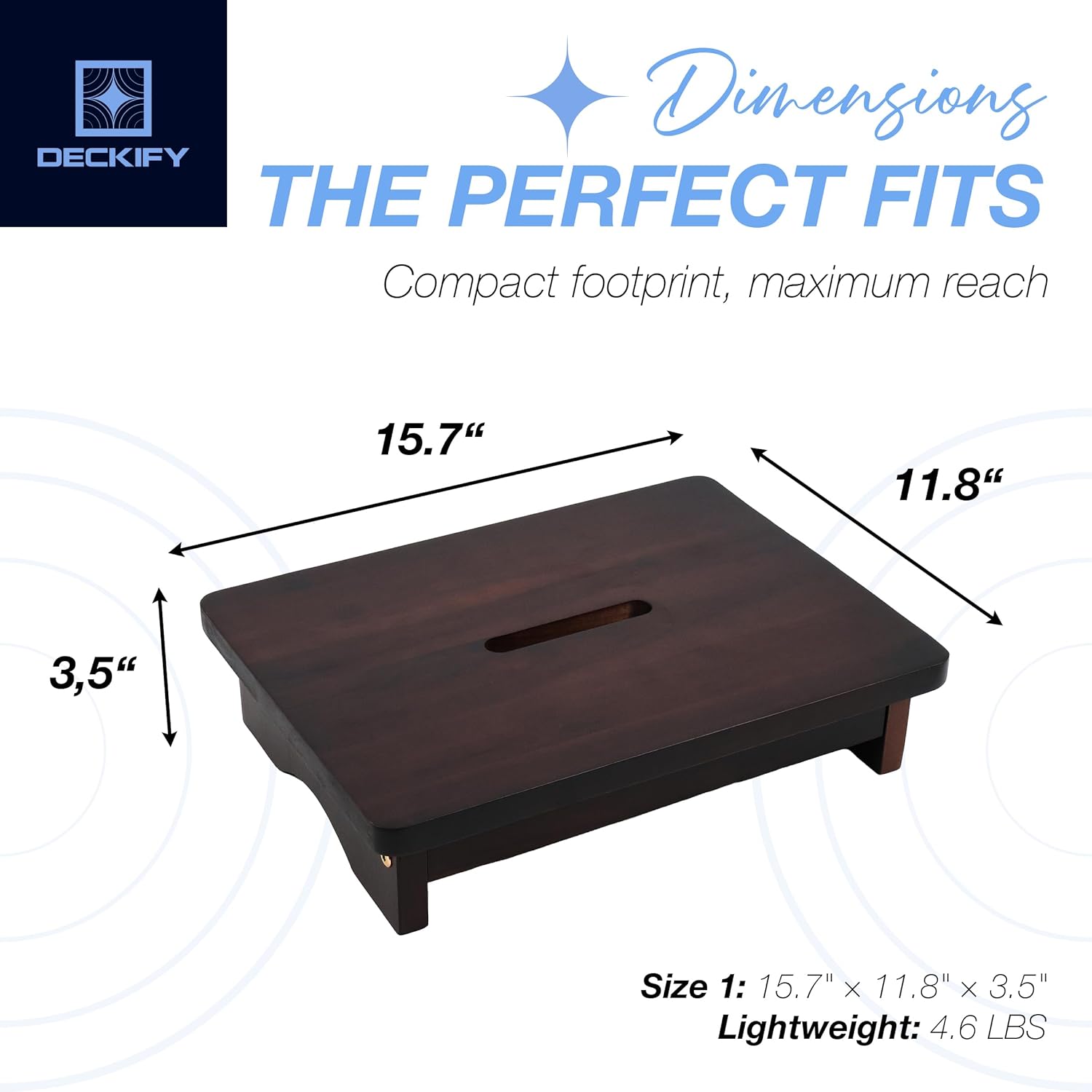 Premium Wooden Step Stool for Adults, Small Acacia Wood Stepping Stool, Non-Slip 1-Step Bedside Stool for Bed & Bathroom, 600 lbs, Portable — 3.5 Inch