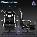 N-GEN GAMING Gaming Chair Video Game Computer Office Desk Use Ergonomic Reclining Backrest Adjustable Armrests Lumbar Support Footrest High Density Foam Breathable Fabric Heavy Duty Base (Black)