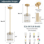 Gold Glass Pendant Lights Kitchen Island, Water Ripple Round Pendant Lights Adjustable Modern Hanging Pendant Light Fixtures for Kitchen Island Dining Room Above Sink Foyer Entryway 1 Pack