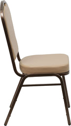 EMMA + OLIVER 4 Pack Crown Back Stacking Banquet Chair in Tan Vinyl - Copper Vein Frame