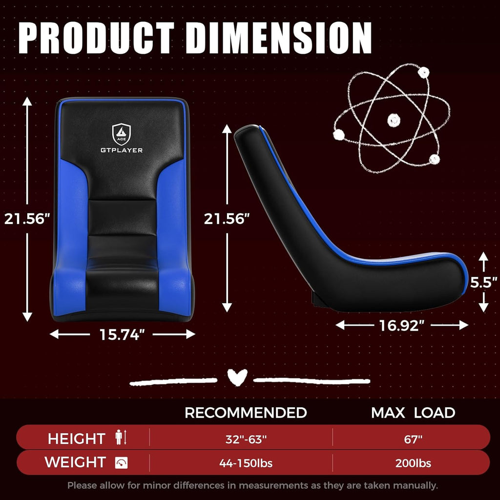 GTPLAYER Floor Rocker Gaming Chair, Adjustable Angle Limiter, Ultra Lightweight Ergonomic Floor Game Seat, Stable Rocking Design for Gaming Relaxing Lounging, Blue & Black