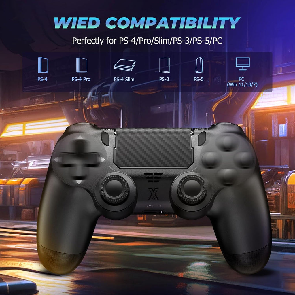 Puiseno Wireless Controller for PS-4, Dual Vibration Game Joystick/Motion Sensing/Touchpad/Speaker/3.5mm Audio Jack Headphone, Upgraded Six-Axis Sensor, Compatible with PS4/Slim/Pro Console/PC (WHITE+BLACK)