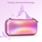 innoAura Switch Lite Case for Switch Lite Model 2019, 15-in-1 Accessories Bundle with Carrying Case, Screen Protector, Cute Pendant & Thumb Caps (Mermaid Pink)
