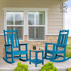 nalone Outdoor Rocking Chairs Set of 2, Oversized Porch Rocker Chair for Adult, All-Weather Resistant Patio Rocking Chair for Garden Lawn (Blue)