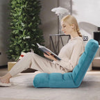 Floor Chair with Back Support and 6 Adjustable Positions Padded Sleeper Bed and Meditation Chair for Adults(Blue)