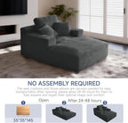 68" Chaise Lounge Chair Indoor, Corduroy Upholstered Boneless Sofa Bed, Deep Seat Sleeper Couch Reading Chairs, Oversized Comfy Cloud Sofas Couches for Living Room, Bedroom (Dark Grey, Oversized)