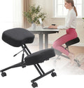 Kneeling Chairs Linen Ergonomic Home Office Chair Adjustable Height Seat Rolling Wheels Comfort Thick Cushion Work Stool Improve Posture Chairs