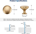 JOY DECOR 25 Pack Champagne Bronze Cabinet Knobs 1-1/6 Inch Zinc Solid Kitchen Cabinet Pulls Drawer Knobs
