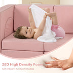 INFANS Modular Kids Play Couch, 8 PCS Toddler Creative Sectional Fort Building Sofa for Playroom, Bedroom, Children Convertible Versatile Soft Foam Furniture Playset Crawling Floor Cushion