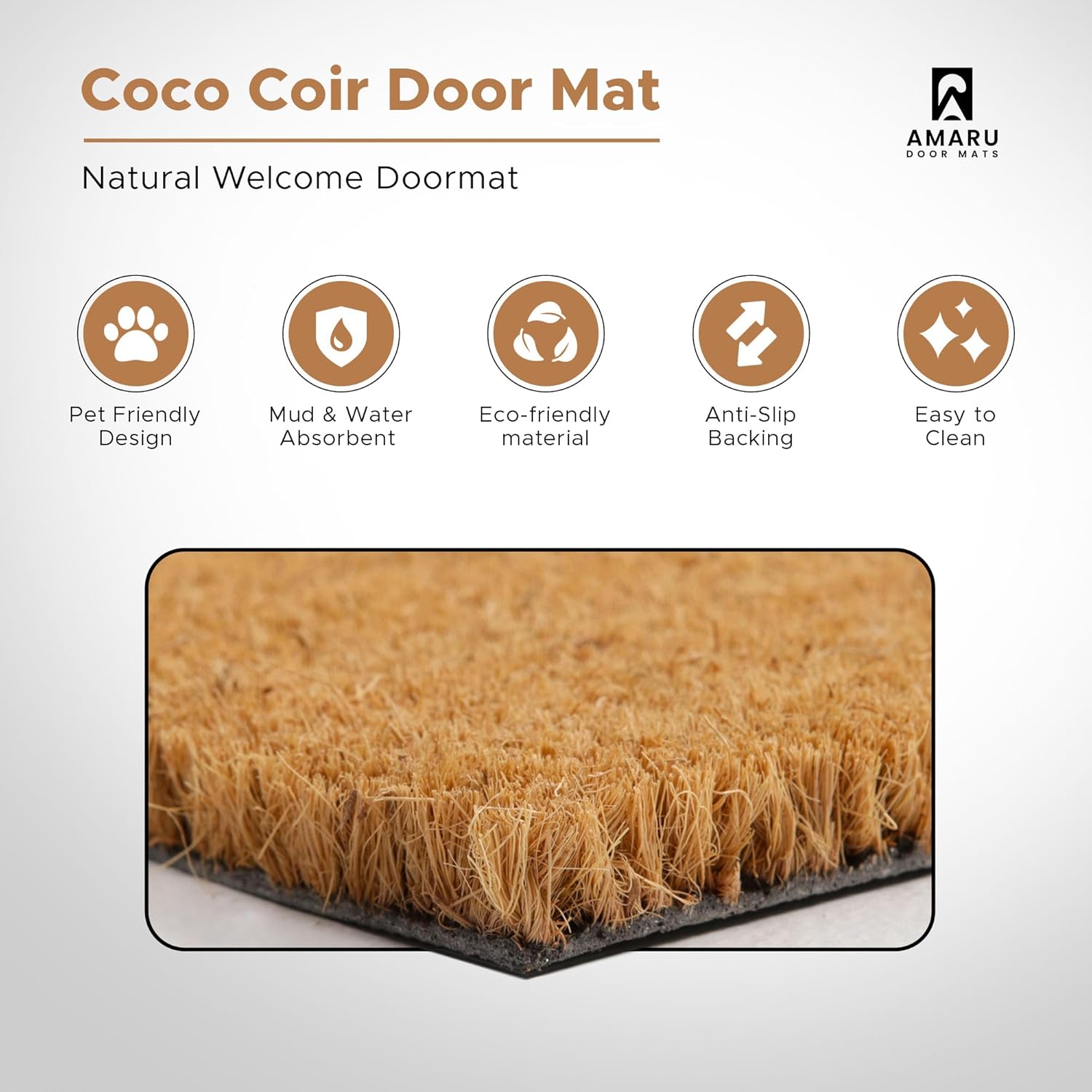 Colorful Birds - 17"x29" - Coir Door Mat with Heavy Duty Backing - Welcome Mats for Entryway, Porch - Anti-Slip PVC & Coconut Fiber Surface - Natural Home Accessories, Minimalist Original Design