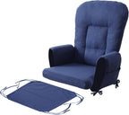 ANMINY 5pcs Glider Rocker Replacement Cushions Set - Thickened Glider Rocking Chair Cushions with 29.5 inch High Backrest & Side Pockets for Indoor Nursery, Washable & Non Slip, Blue