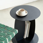 VEYRA Minimalist Round Metal End Table, 16.54" Accent Side Table, Heavy-Duty Solid Steel Side Table for Living Room & Bedroom, Easy Assembly, Matte Black