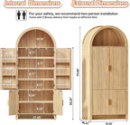 PRETZI 71" Tall Arched Pantry Cabinet, Arched Fluted Kitchen Storage Cabinet with Doors and Adjustable Shelves, Modern Natural Wood Cupboard Organizer for Kitchen, Dining Room, Living Room
