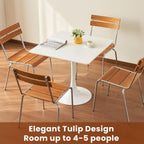 Square Dining Tulip Table for 4, Mid-Century Modern Table with Sturdy Metal Pedestal for Kitchen, Bistro, Cafe, Leisure (White, 31.5 INCH)