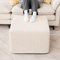 23.6'' Square Pouf Boneless Ottoman Foot Rest with High-Rebound Solid One-Piece Foam and Removable Washable Cover for Living Room, Gaming, Movie Watching (Beige)