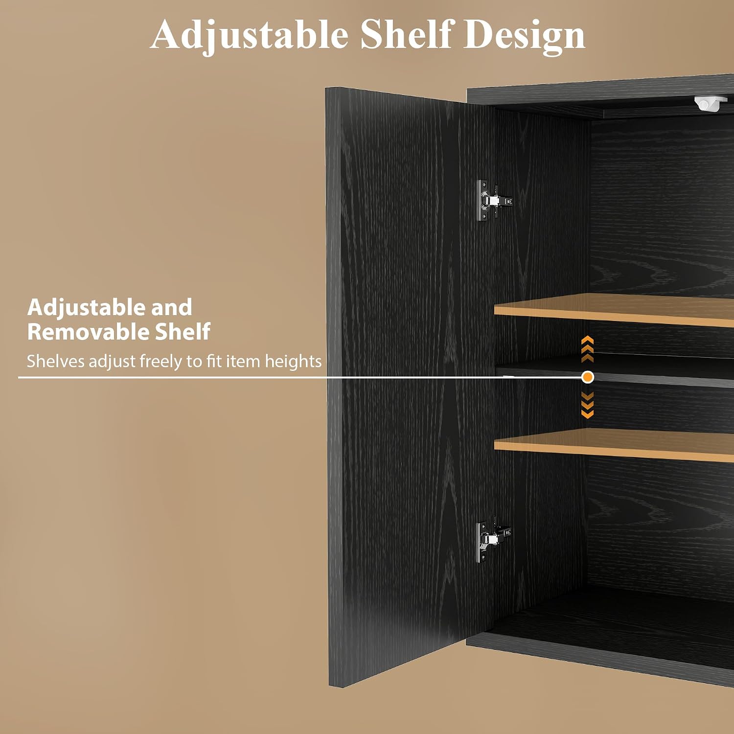 31.5" Buffet Cabinet with Storage for Living Room, Fluted Sideboard with Adjustable Shelves & Press-Spring Doors, Modern Coffee Bar Cabinet for Entryway & Kitchen, Black