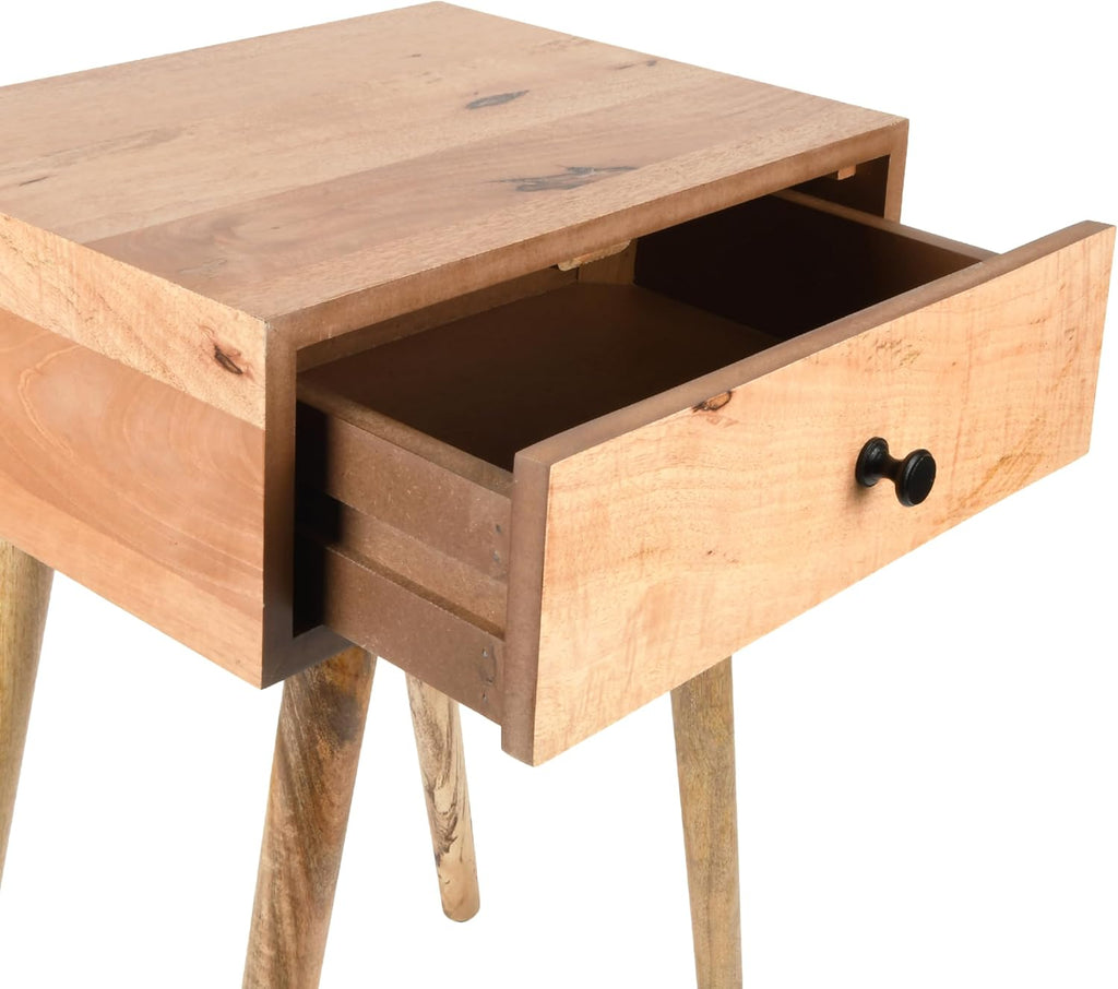 Decor Therapy Side Table with 1-Drawer, Modern Design, Easy Assemble, Natural -23.5" x 17.75" x 13.75"