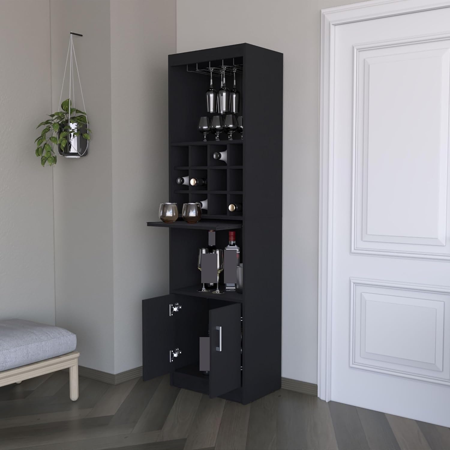 Tall Narrow Cabinet multistorage with Wine Storage, Kitchen Wine Sideboard Pantry Locker,for Kitchen Home