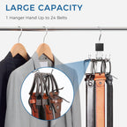 1 Pack Belt Hanger, Belt Organizer for Closet | 360° Rotatable, Max 24 Belt Storage, Space Saving, Closet Organizers and Storage