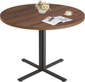 Small Round Dining Table for 4, 31.5-Inch Water-Resistant Kitchen Table for Dining Room, Living Room, or Farmhouse, Somber Walnut