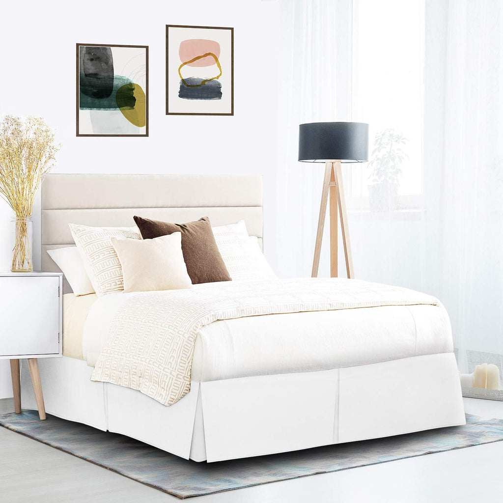 Luxurious Egyptian Cotton Tailored Split Corner Bed Skirt with 26-inch Drop Length - King Size (76 x 80) Color White (Solid Style) Made from 600 Thread Count