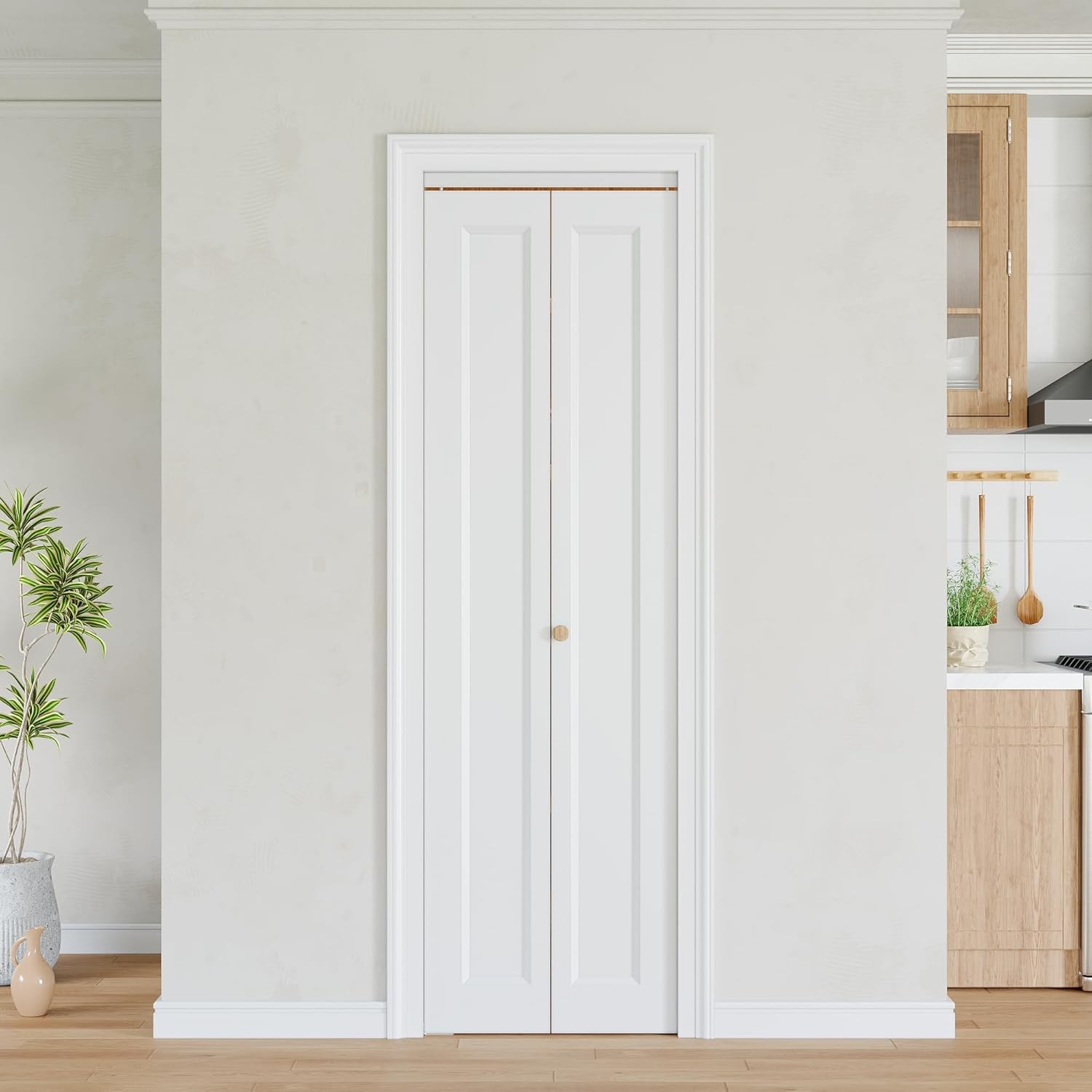 Bifold Door for 24" x80 Opening, 1-Panel Bifold Closet Door Shaker Style with Hardware Kit, Hollow Core Pre-Assembled Interior Barn Doors Panels for Closet/Pantry/Laundry, Primed