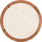 SAFAVIEH Home Collection – Minori Walnut Solid Wood & White Marble Round Top Side Table (ACC5515A)