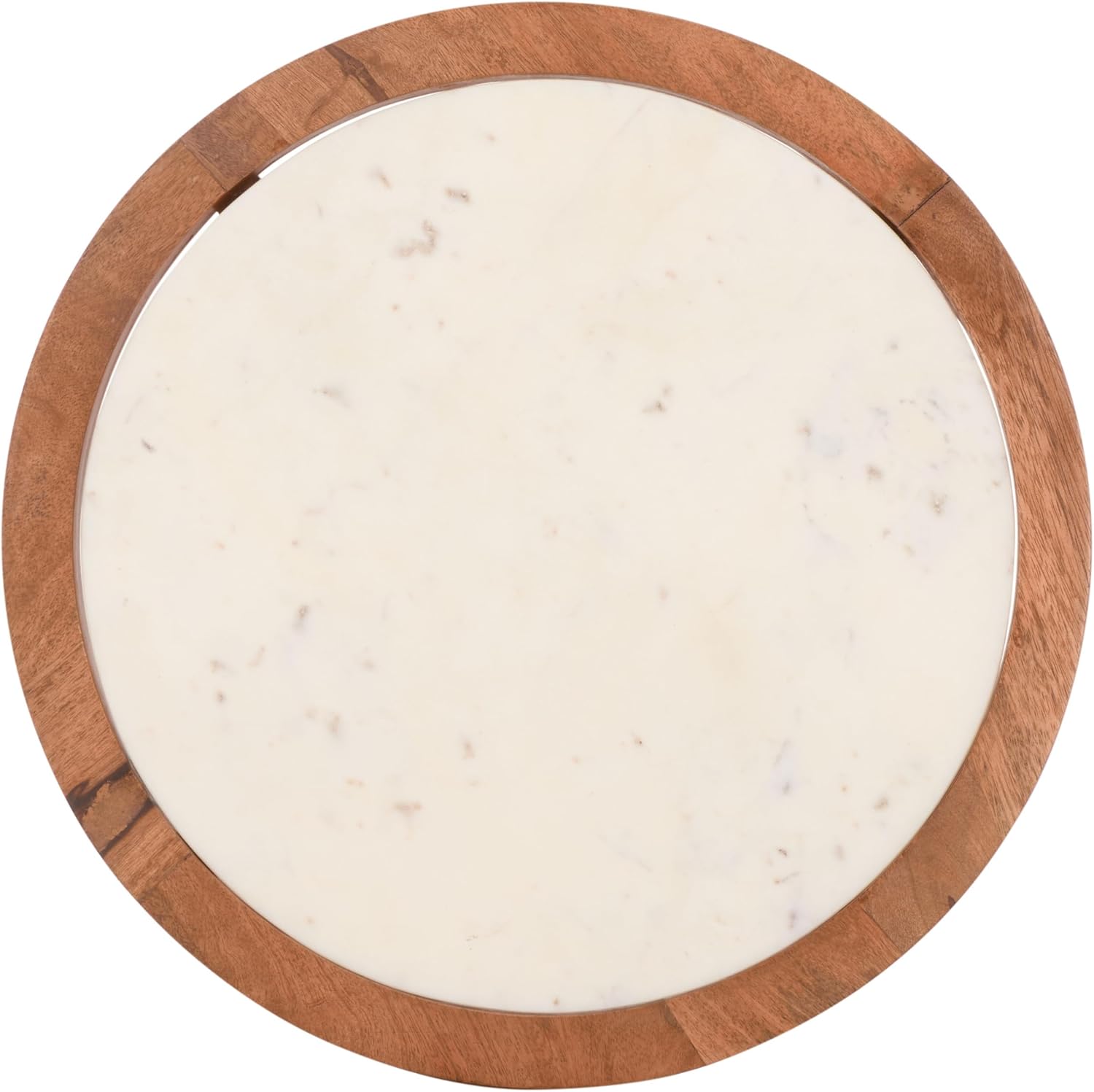 SAFAVIEH Home Collection – Minori Walnut Solid Wood & White Marble Round Top Side Table (ACC5515A)