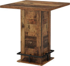 Tribesigns Square Bar Height Table, 39.4" H Counter Height Pub Table, High Top Kitchen Bar Table with Footrest, for Dining Room, Kitchen, Restaurant, Cafe, Pub, Dark Brown