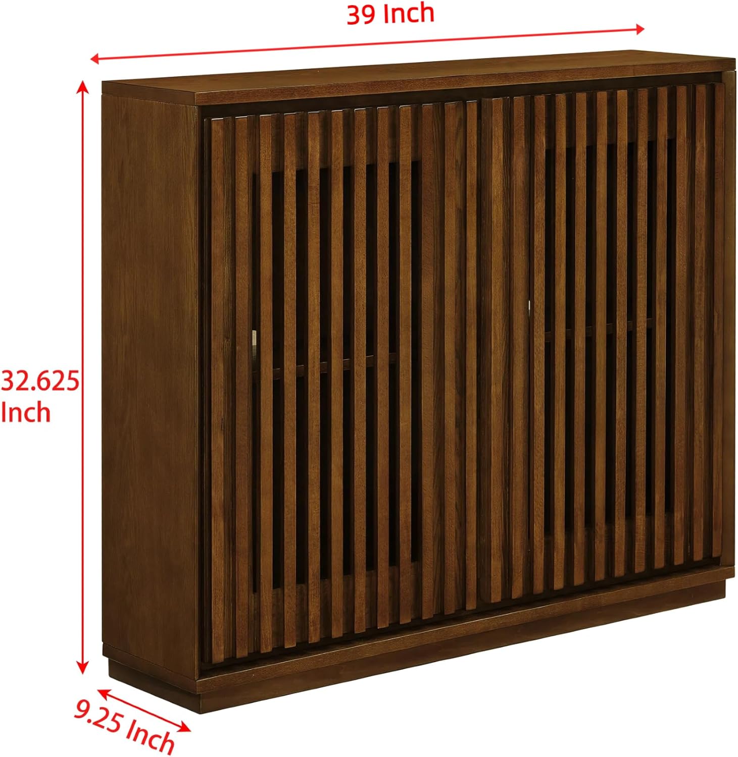 LKTART Mid Century Modern Sideboard Buffet Storage Cabinet, Narrow Credenza Entryway Cabinet with 2 Doors,Media Console Table for Living Room,Hallway-Walnut,2 Piece