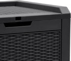 Lockable 32 Gallon Outdoor Storage Deck Box with Lid, Waterproof Resin Patio Seating Bench for Garden Tools, Cushions, Pool Toys, Black