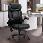 HOFFREE Executive Office Chair with Adjustable Lumbar Support,450lbs Heavy Duty Big & Tall PU Leather Ergonomic Desk Chair with Flip-up Armrests, Comfy Computer Chair for Home Office,Black