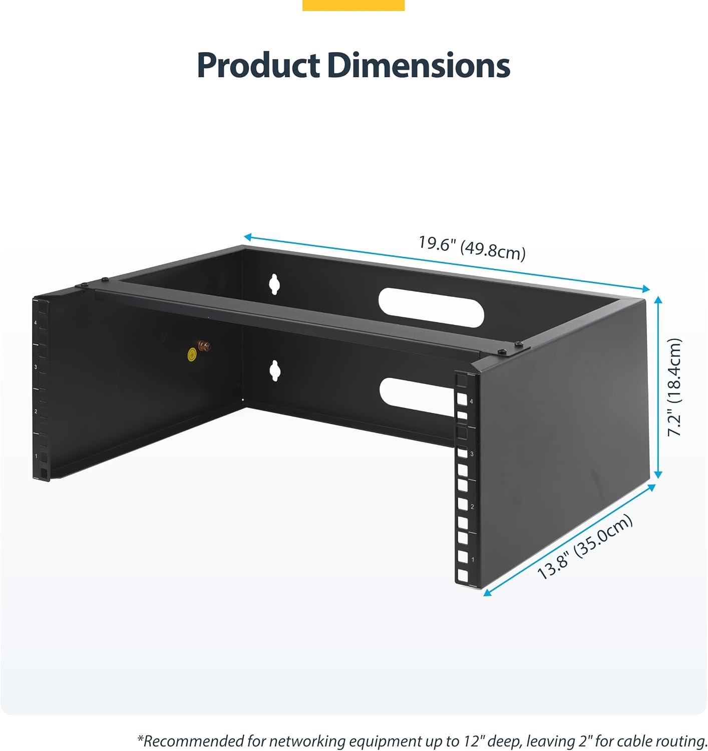 StarTech.com 4U Wall Mount Network Rack - 14 Inch Deep (Low Profile) - 19" Patch Panel Bracket for Shallow Server and IT Equipment, Network Switches - 44lbs/20kg Weight Capacity, Black (WALLMOUNT4)