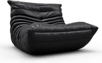 High-end Uncompressed Togo Bean Bag Chair for Adults, Memory Foam Floor Sofa Couch with Soft Fabric, Comfy Fireside Lounge Chair for Living Room, Bedroom, Apartment Microfiber Leather Black