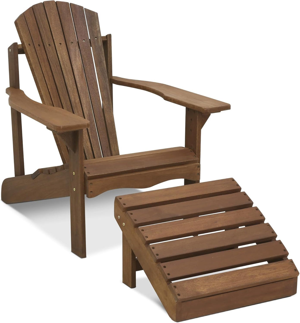 Furinno TIOMAN Patio Chair, Adirondack Outdoor Lawn Chair, Armchair in Teak Oil, for Patio, Garden, Porch, Light Wood