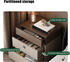 Fingerprint Lock Bedside Table with Drawers, Bed end Table with Drawer, Modern Nightstand with 3 Drawers, Bedside Cabinet for Living Room/Bedroom(Black-A2,15.7 * 15.7 * 19.6in)