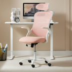 Ergonomic Home Mesh Office Chair-Computer Desk Swivel Reclining Chair with Wheels, Lumbar Support, Comfy Work Gaming Chair for Adults-Adjustable Headrest, Storage Basket for Home Office, Gaming, Pink