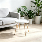Detachable Round Coffee Table, Modern Side Table with Removable Tray Top, Small Accent End Table for Living Room, Bedroom, Balcony, White