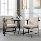 HEAH-YO Modern Dining Chairs Set of 2, Upholstered PU Leather Dining Room Chairs with Backrests, Armless Side Chair for Kitchen, Beige