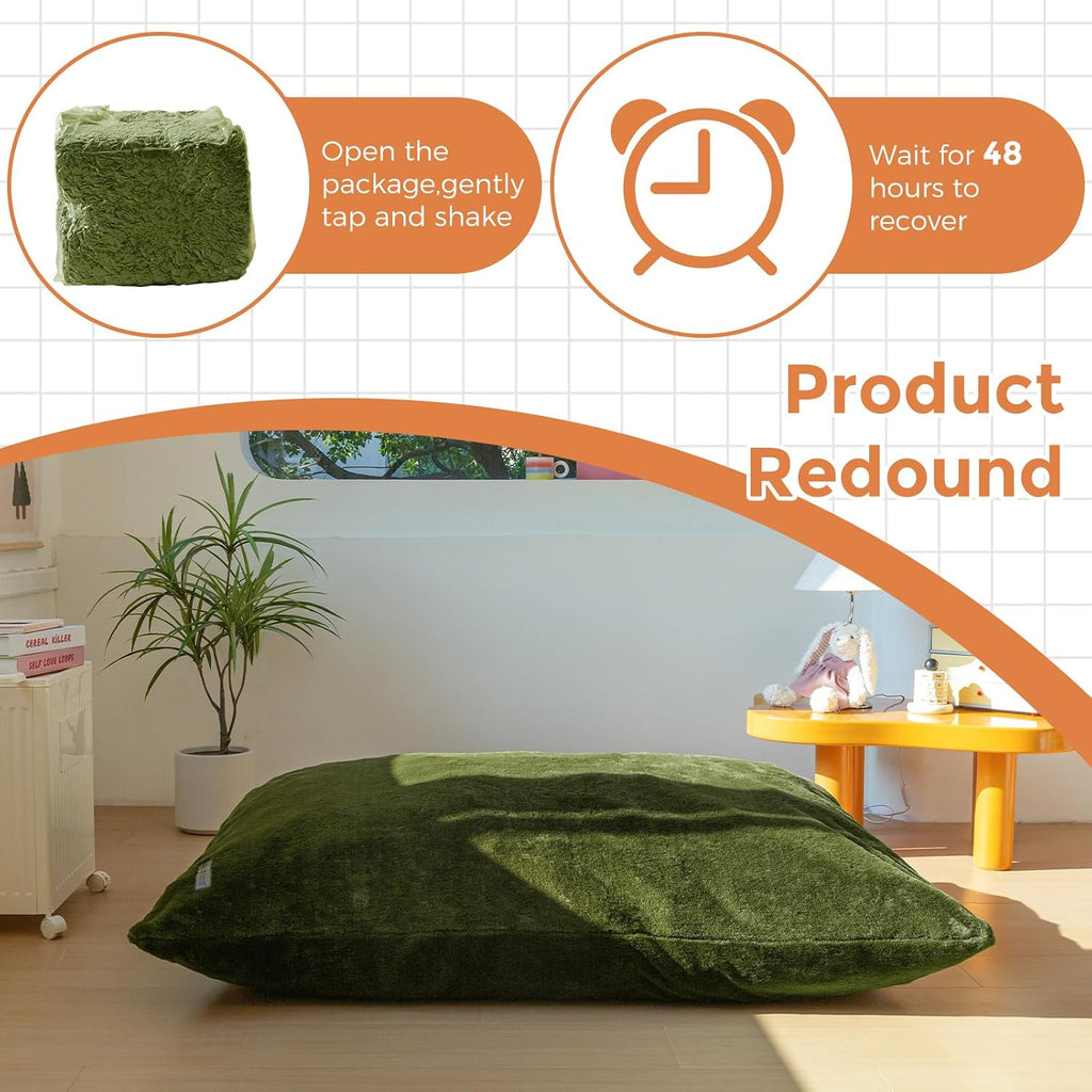 MAXYOYO 3 in 1 Kids Bean Bag Chair, Child Floor Sofa for Gaming, Reading, Faux Fur Floor Couch with High-Density Foam Filling for Living Room Bedroom