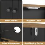72" Kitchen Pantry Storage Cabinet with Fridge Space, Mini Fridge Cabinet with Charging Station, Large Pantry Cabinet with Drawers, Doors & Shelves, Kitchen Hutch with Microwave Stand, Black